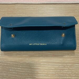Anthropologie Teal Clutch with Gold Accents